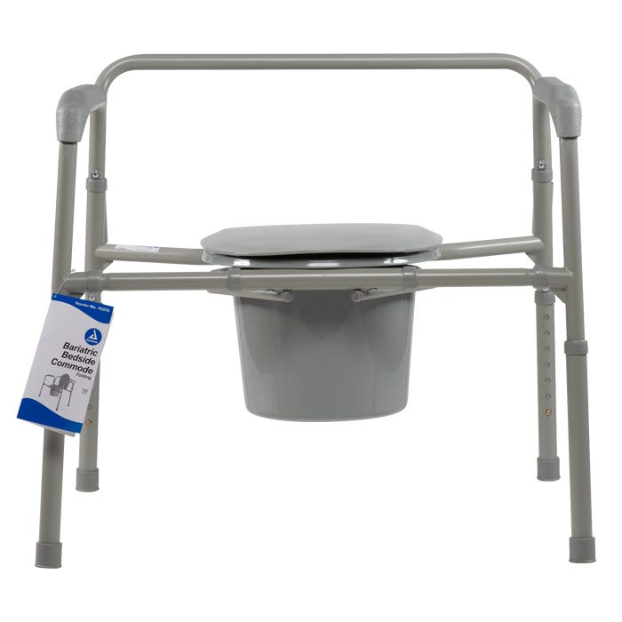 Dynarex Bariatric Folding Bedside Commode - Heavy-Duty Portable Toilet Chair