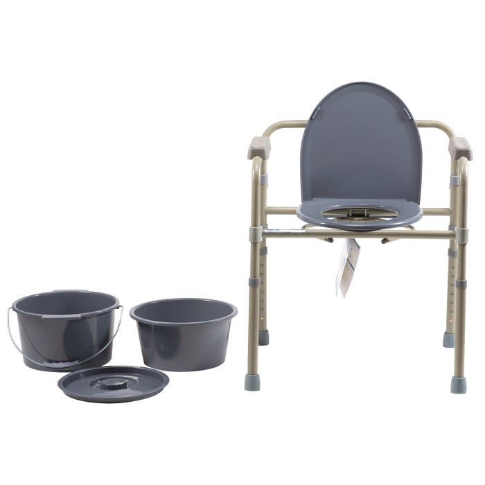 Dynarex Folding Bedside Commode - Convenient and Portable Toilet Chair
