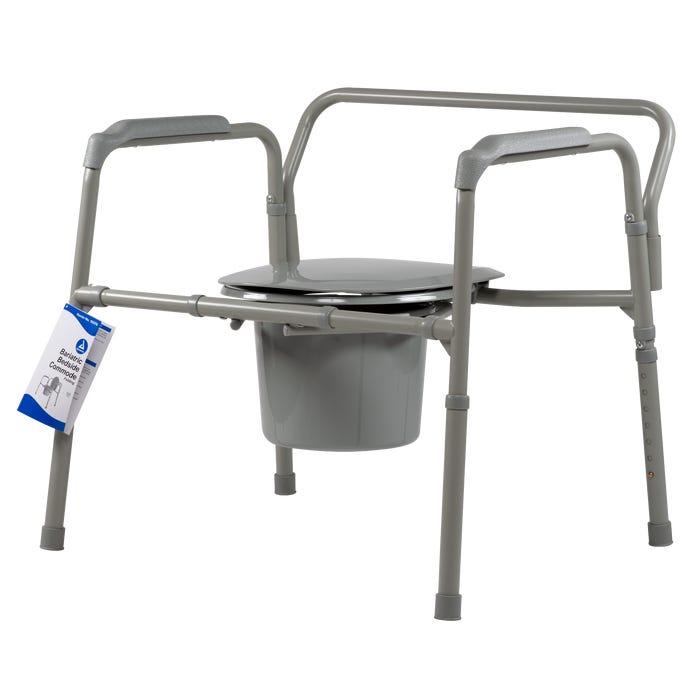 Dynarex Bariatric Folding Bedside Commode - Heavy-Duty Portable Toilet Chair